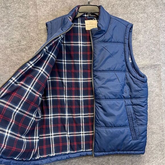 WEATHERPROOF VINTAGE Vest Men's XL Navy Blue Quilted Puffer Flannel Lined Zip Up - Picture 12 of 13